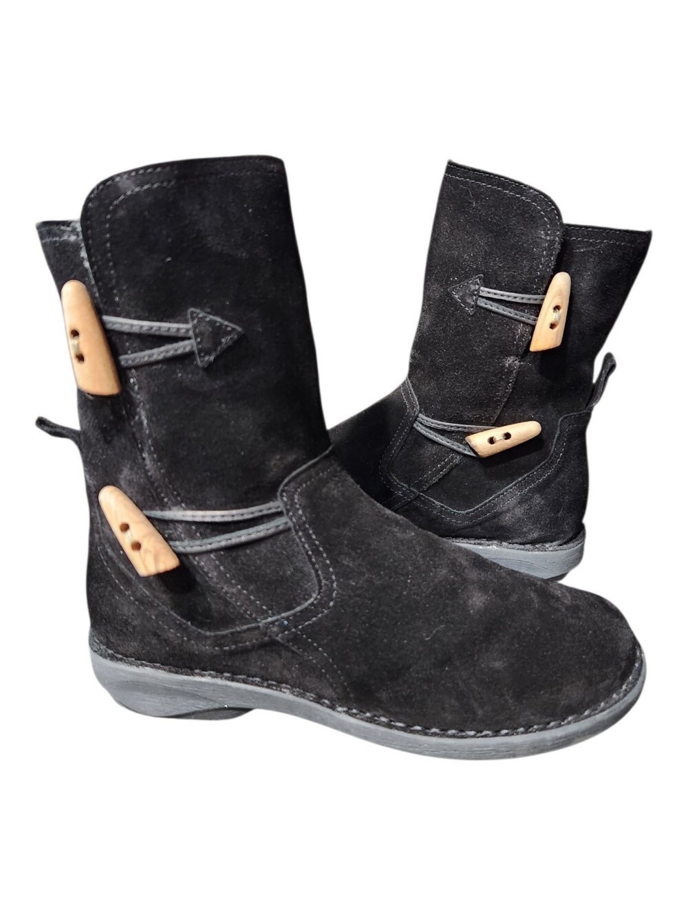 Miz Mooz Pamela Suede & Wool Mid-Calf Boots Black Size 36 Like New!